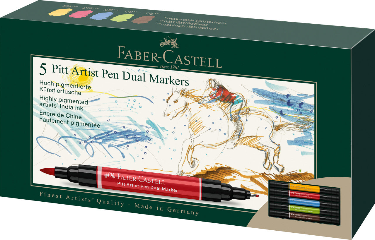 PITT ARTIST PEN DUAL MARKER SET 5 BUC FABER-CASTELL PITT ARTIST PEN DUAL MARKER SET 5 BUC FABER-CASTELL